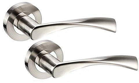 Golden Grace Astrid Design Door Handles on Round Rose in Duo Chrome Finish