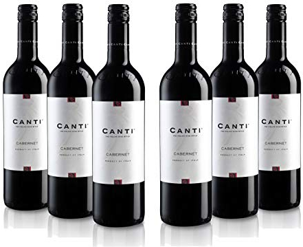 Canti - Cabernet Vin Rouge Italien Sec, Saveur Équilibrée et Tannique, Goût Robuste et Minéral, 6x750 ml