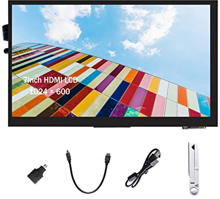 Ingcool Für Raspberry Pi Bildschirm 7 Zoll HDMI LCD Display Kapazitiver Touchscreen Monitor 1024x600 IPS Bildschirm für Raspberry Pi 4B 3B 3B+ Zero W, Jetson Nano, Windows 10 8 7, Xbox360, PS4