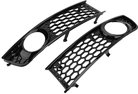 KIMISS 2 uds., Parachoques Delantero de Coche, Rejilla de luz antiniebla, Rejilla de luz antiniebla Lateral Inferior para B6 2002-2005 ABS Negro