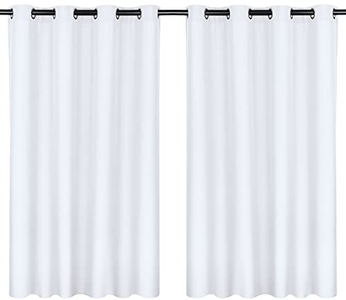 Moon 2er Pack Vorhang Ocean 70% Blickdicht, Ösenvorhang, Höhe 245 cm - Breite 140, verdunkelnd mit 8 Ösen (weiß)