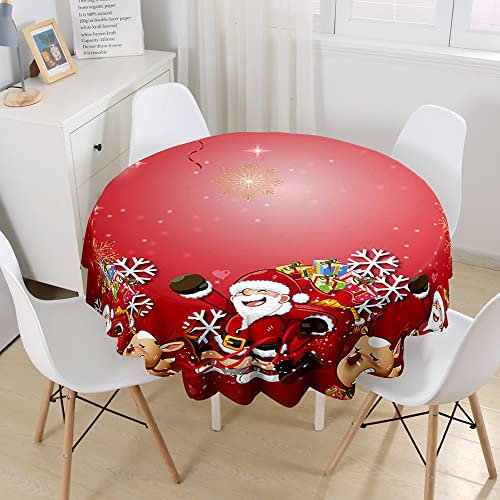 Morbuy Noël Nappes Rondes Anti Taches, Nappes Rondes Lavable et Facile d'entretien, Imperméable Polyester Nappe de Table pour Cuisine Jardin Fête (Noël Brillant,Diamètre 100cm)