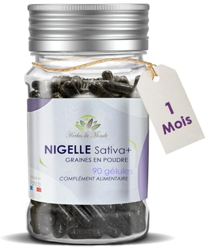 Herbes du Monde - Formule Nigelle Sativa Plus | 90 Gélules Végétales | Poudre de Nigelle Pure | Oméga 6, Vitamines A-B-E | Immunité & Bien-être | Anti-inflammatoire | 100% Végan | Fabriqué en France
