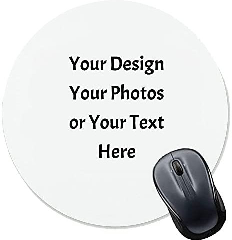 ZMvise Tapis de souris rond personnalisé avec texte de photos 19 cm