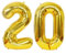 D2D | Party Balloon Zahl 20 XXL in Gold - Größe: 100 cm - Folienballons - Zahlenballons - Geburtstagdeko - Prozellanhochzeit - Helium Ballons