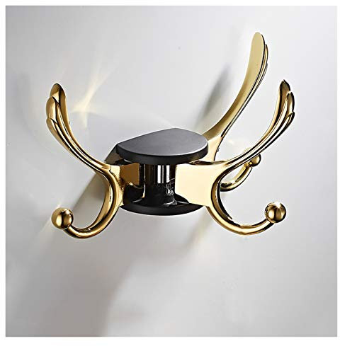 CAZARU Garderobe Wandgarderobe Europäischer Stil Leichter Luxus-Haken Aufhänger Schwarz Gold Massive Wandgarderobe Kreativer beweglicher drehbarer Kleiderhaken Wandgarderobe