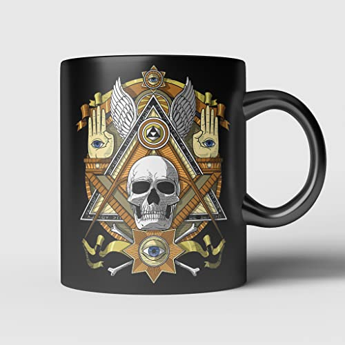 Personalisierte Tasse Neuheit Trinkbecher Tasse Geschenk Für Kollegen Männer 330Ml Freimaurerschädel, Illuminaten, Freimaurer, Esoterik, Freimaurerei, Freimaurerverschwörung, Freimaurer