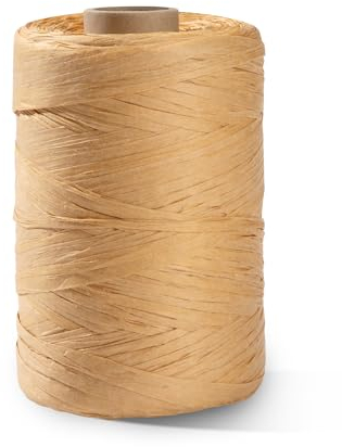 Ruban de Papier de Raphia Naturel Papier Raphia d'emballage Ruban Craft Ficelle pour Noël Emballage les Cadeaux du Festival Bricolage Décoration et Tissage 300m