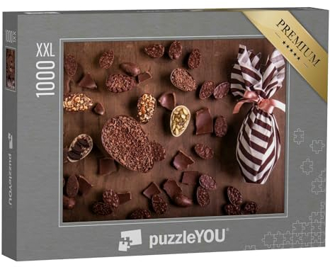 Puzzle 1000 Teile XXL „Kleine gefüllte Schokoladen-Ostereier, Pralinen und EIN verpacktes Osterei“ – aus der Puzzle-Kollektion Schokolade