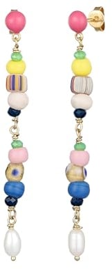 Elli Ohrringe Elli PREMIUM Ohrringe Damen Ohrhänger Beads Bunt mit Süßwasserzuchtperle und Emaille in 925 Sterling Silber vergoldet
