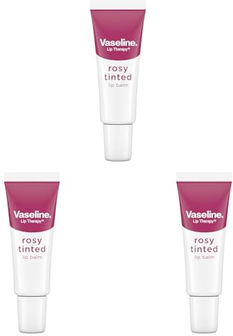 Vaseline Lippenbalsam Rosy Tinted schützt die Lippen vor dem Austrocknen hergestellt mit 100% reiner Vaseline 10 g (Packung mit 3)