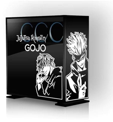 Anime Stickers for PC Case, Gojo Satoru/Itadori Yuji/Ryomen Sukuna 3D Vinyl Decor Decal for Computer Chassis Skin, PC Case Glass Decorative, Waterproof Easy Removable