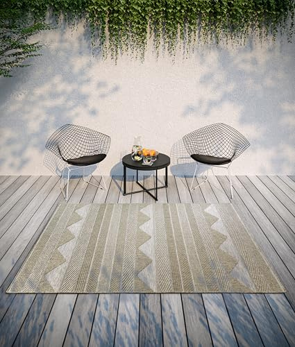 Villeroy & Boch Elisabeth In- & Outdoor Teppich Modern - Modernes Flachgewebe, Boho, Ethno, ÖKO-TEX Wetterfest & UV-beständig für Balkon, Terrasse, Garten – Natur Braun, 190x290cm