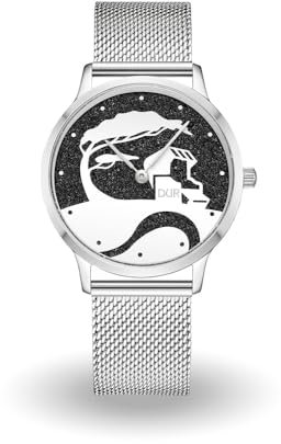 DUR Schmuck: Uhr 40er Küste mit Lavasand, matt, Mesh Band Edelstahl, DW048