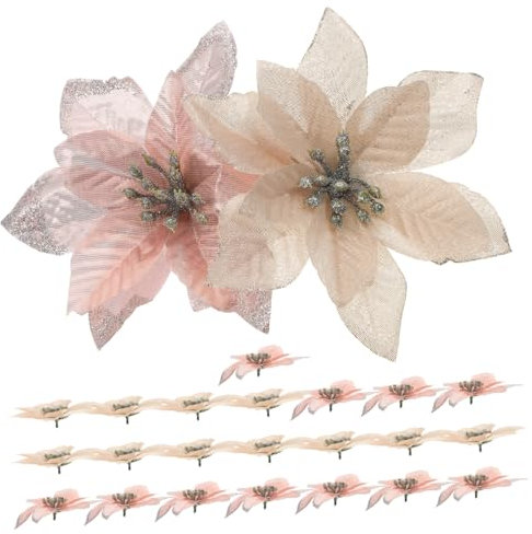 Cabilock 96 STK Weihnachtsblume Weihnachtsstern Blumen Künstlich Weihnachtskranz Weihnachtsschmuck Aus Roségold Hochzeitsdekoration Aus Roségold Weihnachtsdekorationen Girlande Kunststoff