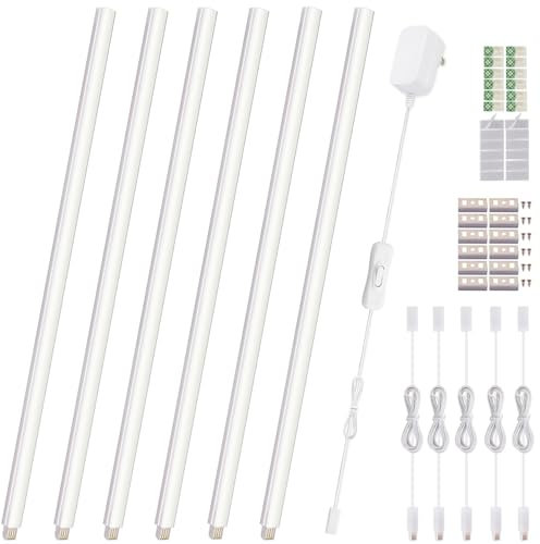 LED sotto armadio Illuminazione 6-Pack 30cm Striscia perfettamente collegabile barre luminose per armadio, cucina, scaffale, banco da lavoro, illuminazione armadio, 1200 lumen bianco caldo 3000K
