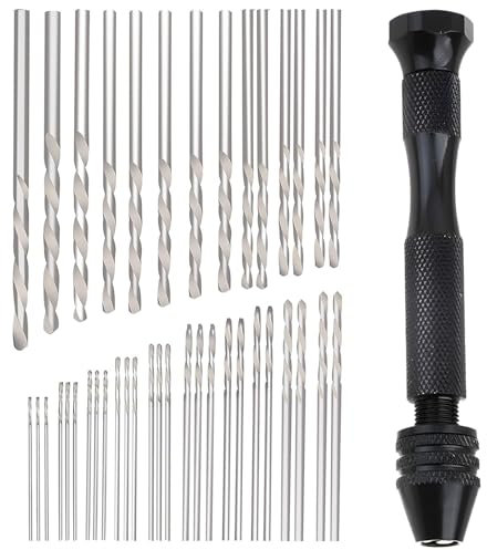 49Pcs Pin Vise for Resin Casting Molds Set,Hand Drill for Resin Molds,Pin Vise Precision Twist Drill Bits with Mini Drill Press Vise,for Crafts Drilling Holes in Resin,DIY Craft Carving(0.5-3mm)