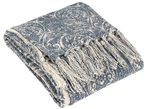 Paoletti Durelle Bedruckter Überwurf – Delph Blue – 130 x 180 cm
