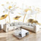 Fototapete 3D Chinesischer Stil Lotus-Weißgold Art Mauer VliesTapete 200x140 cm Wandtapete Wanddeko Wand Wohnzimmer Schlafzimmer Wohnung Wandbilder