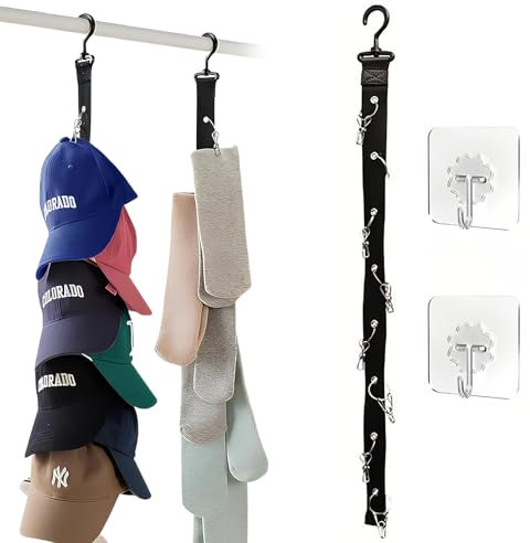 Yuqilin Cap Halter,2 Stücke Cap Halterung Wand Cap Organizer Cap Aufbewahrung Wandmontierter Mützenständer Praktisch Cap Halterung Wand Kappenhalter mit 16 Clips,für Baskenmütze,Basecap