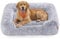 Feandrea Hundebett, Hundekissen, 106 x 75 x 20 cm, Hundekorb, weiche Polsterung, Hundesofa, erhöhte Ränder, Bezug abnehmbar und maschinenwaschbar, rutschfest, Ombré-Grau PGW273G01