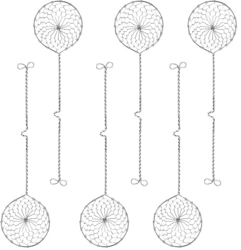 LOMUG 6 Stück Küchensieb Fondue Sieb Abseihlöffel Edelstahlsieb Schaumlöffel Schlitzlöffel mit Griffen Küche Siebkelle aus Edelstahl für Garen Gemüse Pilzen Fleisch Fisch (Silber)