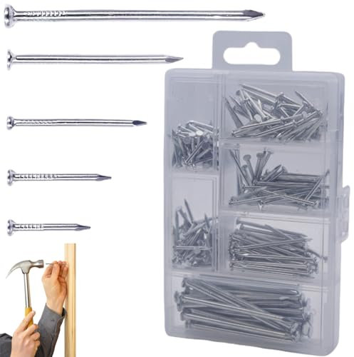 Chiodi In Acciaio,280pcs Chiodi In Cemento Zincato,Assortimento Di Chiodi In Acciaio,Chiodi Per Muro In Cemento Zincato Per Appendere Quadri E Lavorazione Del Legno