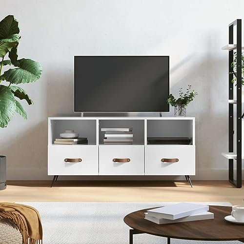 WSJHUHK Entertainment Centres & TV Stands-Home-TV Cabinet High Gloss White 102x36x50 cm Madera de ingeniería