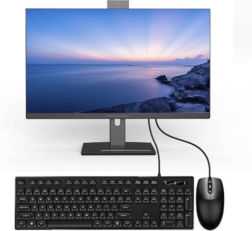 All-in-One PC 27inch Desktop Computer Rotatable Screen With Core i7(Up to 3.20Ghz)512GB SSD 16GB RAM Front Webcam,All-in-one Computer Supporting Dual-band WiFi 2.4G/5.2G Bluetooth 4.2, Black