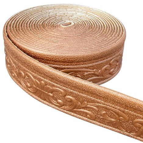 Selbstklebende Bordüre 10 m x 8 cm x 8 mm Wasserdichte Bordüre 3D Wasserdichte Deckenstreifen Selbstklebende Tapetenfliesenleisten und -kanten Bordüre für Flur, Decke, Ecke, Linie (bronzefarben)