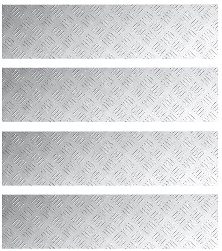 vidaXL Industrielle Metall-Treppenstufen Set von 4 rutschfest Mattierte Oberfläche für Innen und Außen Sicherheit 100 x 25 x 0.2 cm Diamant-Plate-Design Matten Traktionsbezüge Treppen Flur