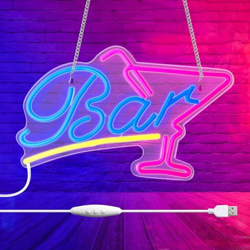 Cartel de neón de bar, cartel de neón LED, señal de neón LED, barra regulable, señales de neón, USB, luz de neón para club, fiesta, restaurante, verano, playa, boda, decoración