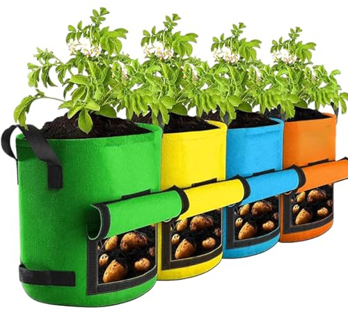 Générique Sacs de Culture pour Pommes de Terre | Conteneur de Plantation pour Carottes - Lot de 4 Sacs de Culture Respirants pour Patates Douces et Carottes en Tissu Non-Tissé