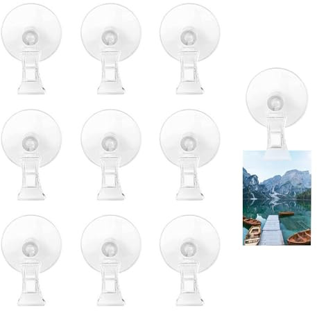 GIDWRIY 10 Stück Saugnapf Haken mit Klammer,Saugnapf-Haken-Clip-Halter,Suction Cup Clip,Parkscheinhalter Multifunktions,Saugnäpfe für Fenster,Befestigung Saugnäpfe für Glasplatten für Supermarkt