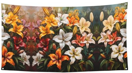 178 x 89 cm dekoratives Banner, bunte Lilien, Urlaubsbanner zum Aufhängen, für drinnen und draußen, Weihnachtsfeier, Geburtstagsparty-Banner,