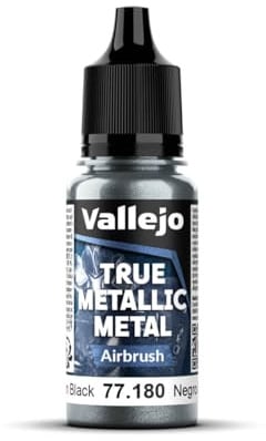 Vallejo True Metallic Paint Obsidian Black 18ml, Airbrush Formulation, Smooth Finish, High Color Intensity, Ideal for Modeling and Crafts