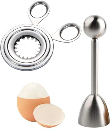Fonyiunce 2 Pièces Ouvre-œufs En Acier Inoxydable 3.6cm, Outil de Cuisine Élégant Ouvre-Œuf à Mécanisme Vibrant Outil de Cuisine Élégant pour Ouvrir Œufs durs et à la Coque, Facile à Utiliser