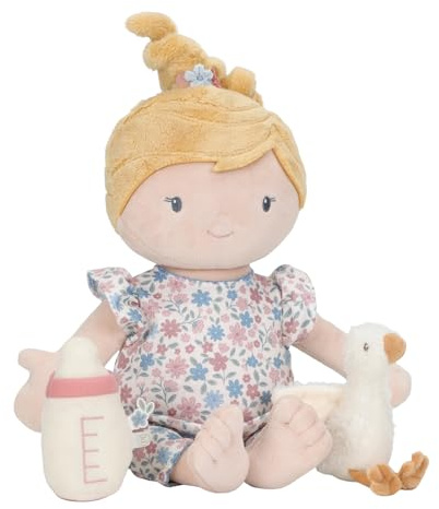 Little Dutch Stoffpuppe Babypuppe Julia - Puppenset - magnetische Hände - mit magnetischer Flasche - inklusive Strampler und Kuscheltier Gans - für Mädchen ab 12 Monate