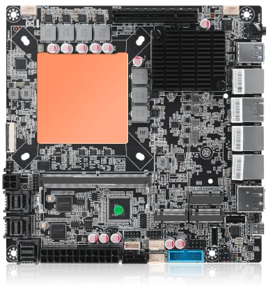 Mini ITX NAS Motherboard Ultra 125H, 12 Bay SATA3.0 NAS Mainboard, 4-Ports 10GbE + 2x 5GbE + 2.5GbE, 2x NVMe, DDR5 16GB RAM 256GB SSD, PCIe 4.0 x8 Slot, HD+DP+Type-C(No cable)