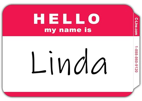 C-Line Druckempfindliche Abzieh- und Aufkleber-Abzeichen, Hello My Name Is, rot, 8,9 x 5,7 cm, 100 Stück pro Box (92234)