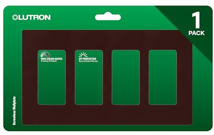 Lutron Claro 4 Gang Decorator/Rocker Wallplate, Gloss, Brown (1-Pack) | CW-4-BR