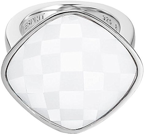 Esprit Damen-Ring Edelstahl rhodiniert Glas Glaskristall impressive white weiß