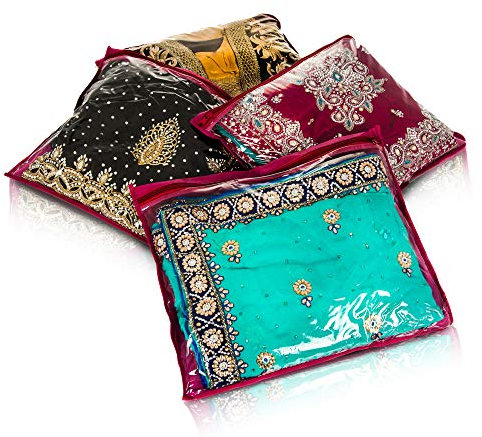 Fineway Pack of 20 Clear Saree Clothes Garment Sari Storage Bags Wardrobe Organiser