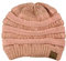 C.C Trendige warme Strickmütze mit Zopfmuster, grob, weich, dehnbar - Pink - Einheitsgröße