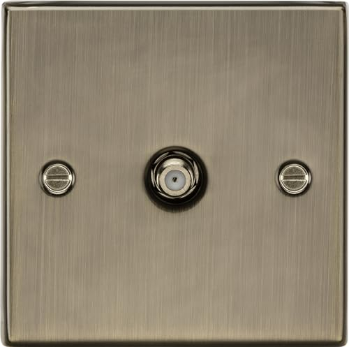 Knightsbridge CS015AB Square Edge Antique Brass Sat TV Outlet, 230 V