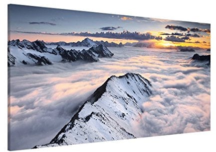Bilderwelten Magnettafel - Blick über Wolken und Berge - Memoboard Panorama Querformat 1:2, Wandbild Magnettafel Pinnwand Magnetboard Magnetpinnwand Magnetwand Stahl Küche Büro, Größe HxB: 37cm x 78cm