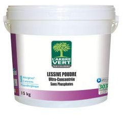 A.K TRADING Produits d'entretien linge LESSIVE LINGE POUDRE ARBRE VERT - SEAU 15 Kg - 120125