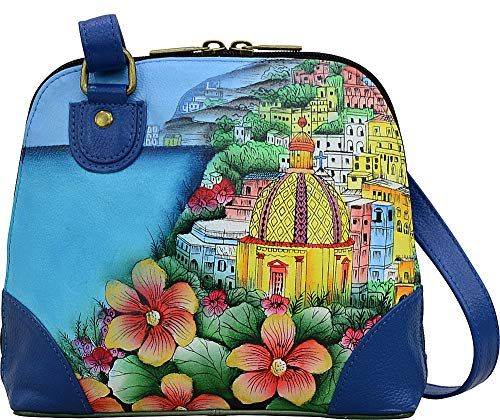 Anna by Anuschka Damen Women Hand Painted Leather Small Multi Compartment Zip-Around Organizer Handgemaltes Original-Kunstwerk, Amalfi Dawn