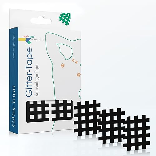Medi-Tape Gittertape Typ B – 120 Stück Gitterpflaster, Hochwertiges Akupunkturpflaster - Cross Tape Schmerzpunkte oder als Narbenpflaster, Selbstklebend und vielseitig einsetzbar, Schwarz