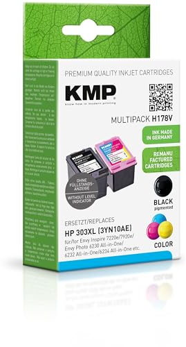 KMP Tintenpatrone passend für HP 303XL (T6N04AE, T6N03AE) Multipack - H178V - für Envy Photo 6230 All-in-One 6232 All-in-One 6234 All-in-One 7... etc.